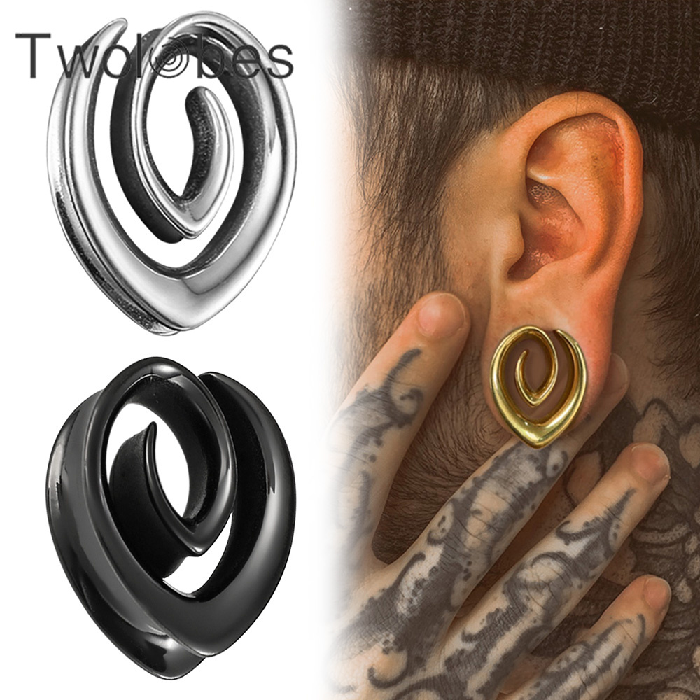 Body Jewelry Ear Gauges - Twolobes 2PCS Spiral Semplice Tappi da