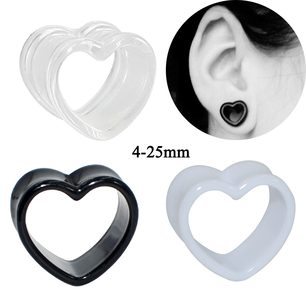 Body Jewelry Ear Gauges - Acrilico Love Nero Bianco a forma