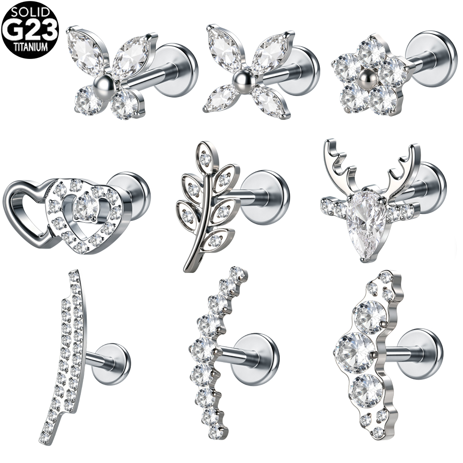 Flat Back Labret Stud - 1/5 Pezzi Orecchino a Farfalla in