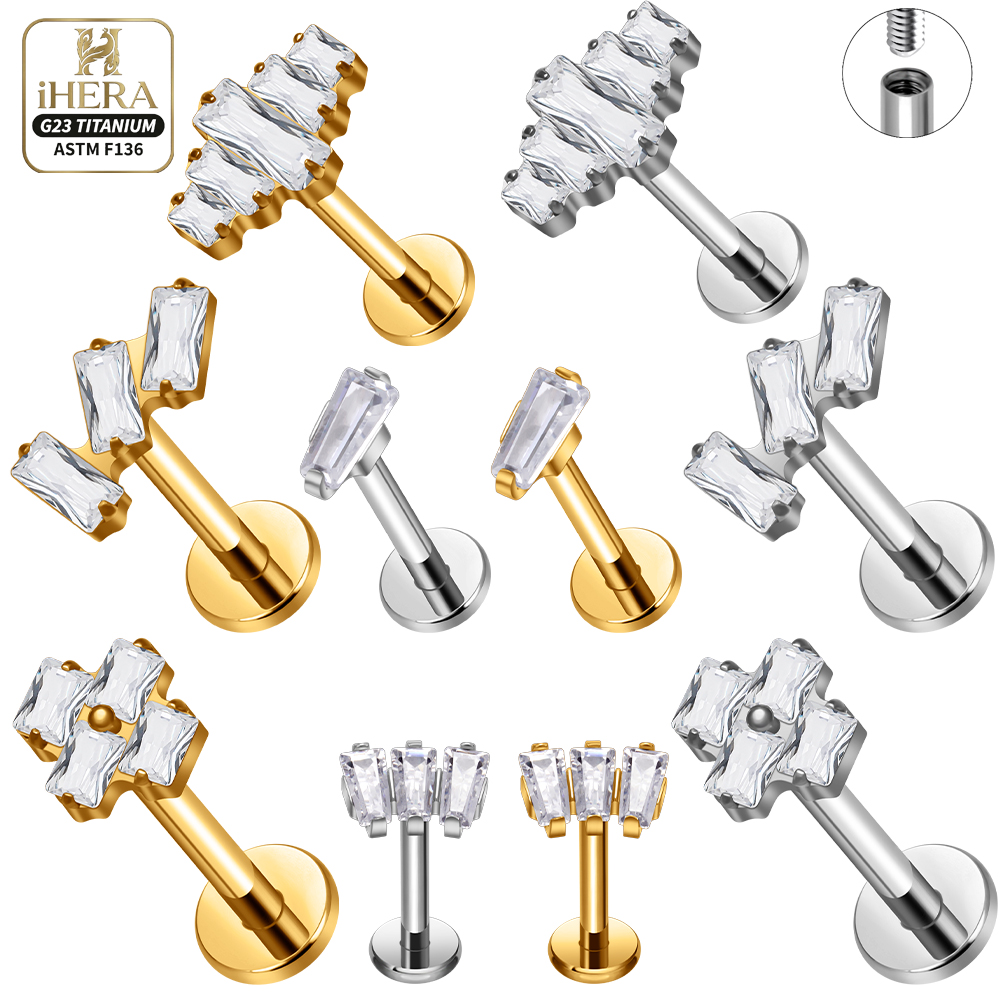 Flat Back Labret Stud - Piercing in Titanio ASTM F136 con