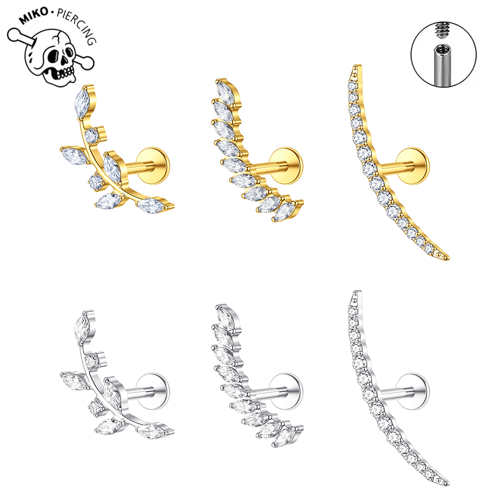 Flat Back Labret Stud - Orecchino a spirale G23 in titanio