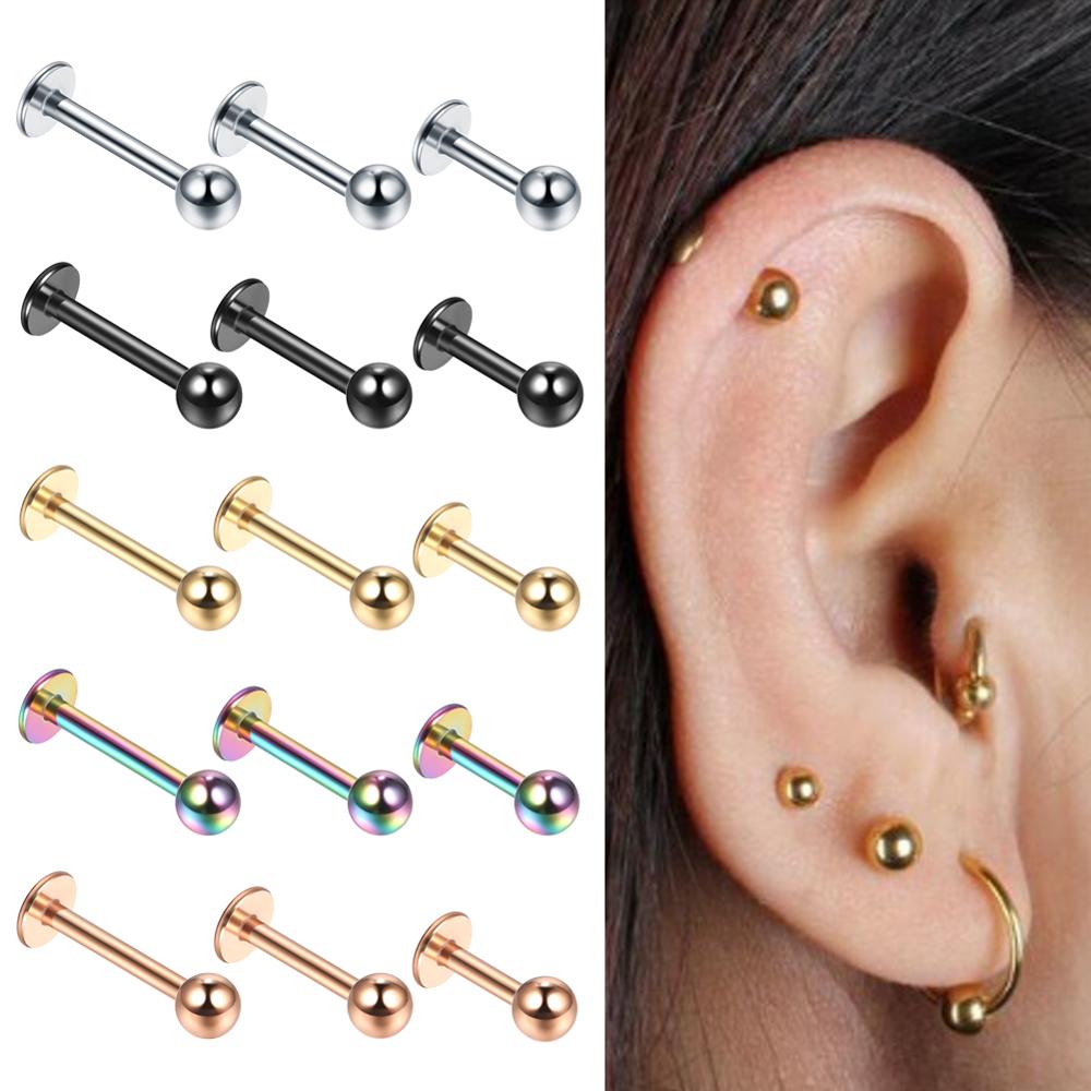 Flat Back Labret Stud - 10 pz/lotto Acciaio 16G Trago Helix