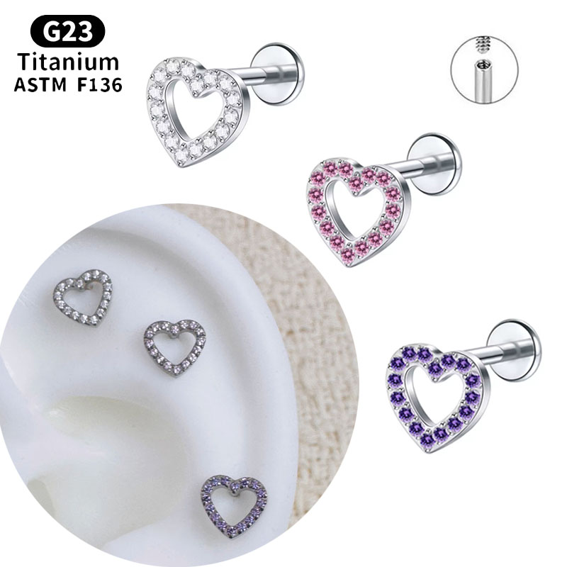 Flat Back Labret Stud - NORYAN Orecchino a cuore mini in