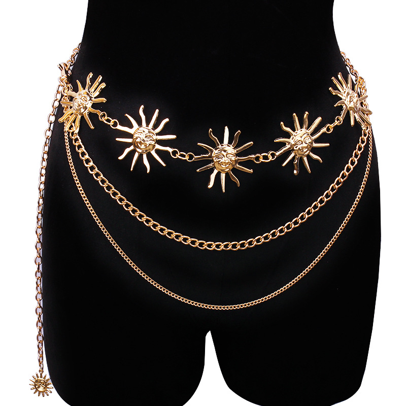 Body Jewelry By The Chain Gang - Grosso multistrato punk gotico luna sole