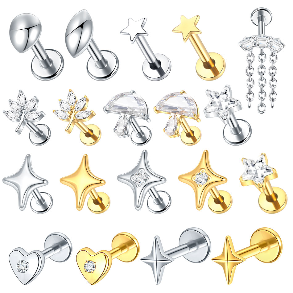 1/5 pezzi G23 titanio cartilag - Flat Back Labret Stud recensione e prezzo