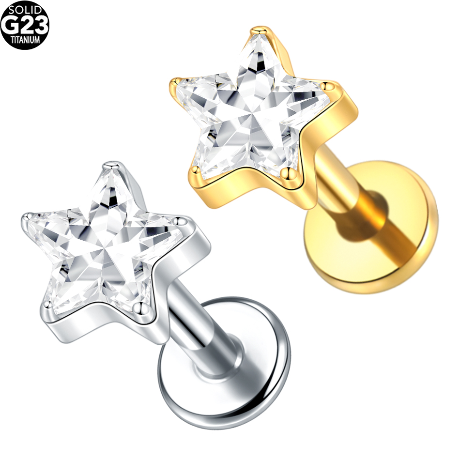 1/5 pezzi G23 titanio cartilag - Flat Back Labret Stud recensione e prezzo