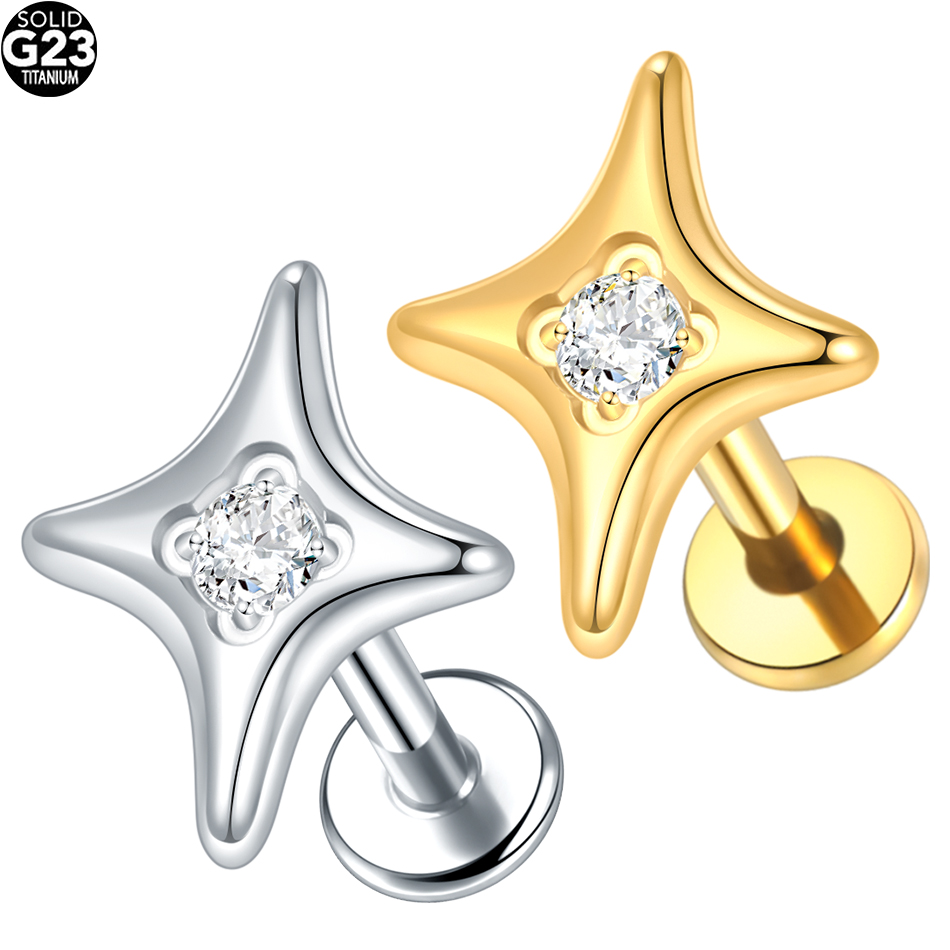 1/5 pezzi G23 titanio cartilag - Flat Back Labret Stud recensione e prezzo