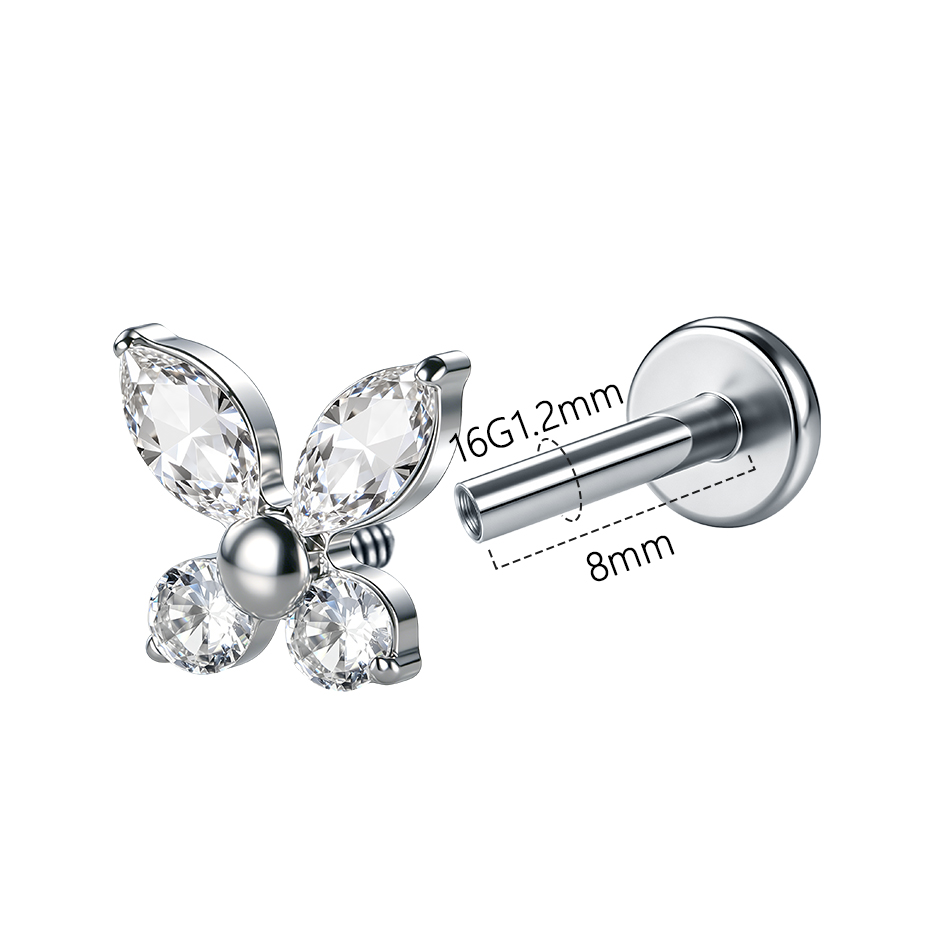 1/5 Pezzi Orecchino a Farfalla - Flat Back Labret Stud recensione e prezzo