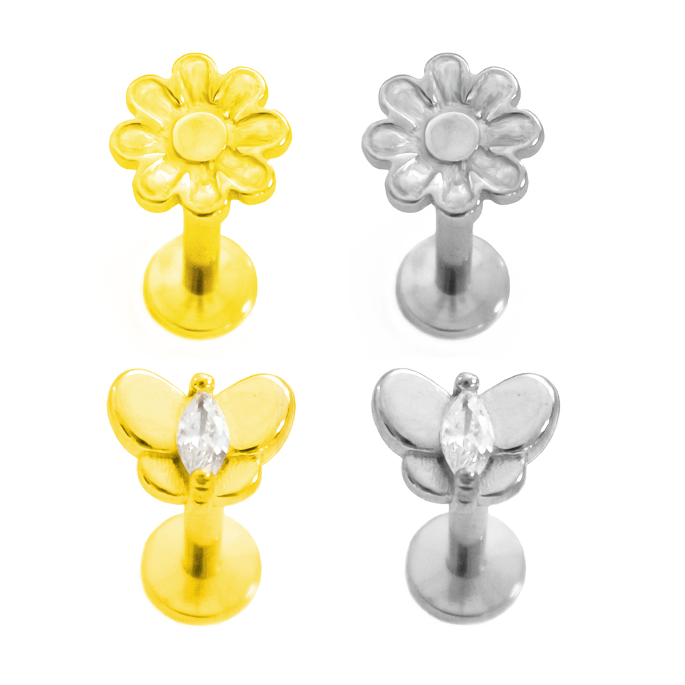 Flower Labret Piercing Butterf - Flat Back Labret Stud recensione e prezzo