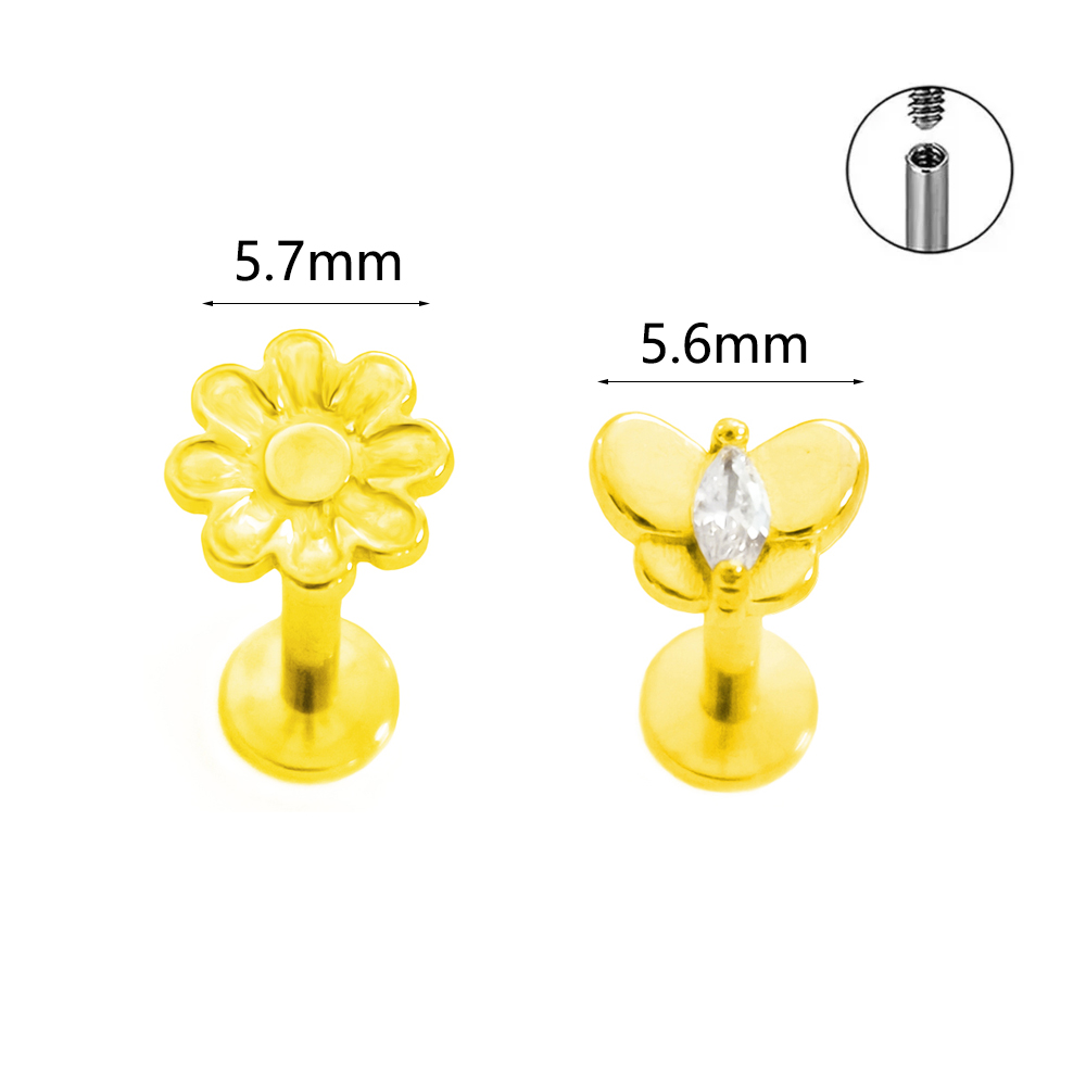 Flower Labret Piercing Butterf - Flat Back Labret Stud recensione e prezzo