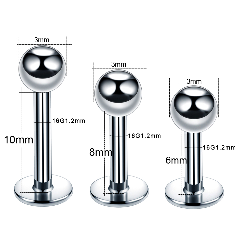 10 pz/lotto Acciaio 16G Trago  - Flat Back Labret Stud recensione e prezzo