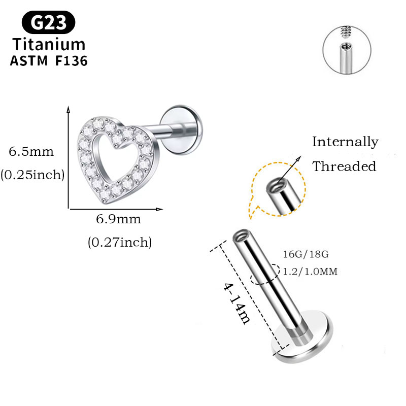 NORYAN Orecchino a cuore mini  - Flat Back Labret Stud recensione e prezzo