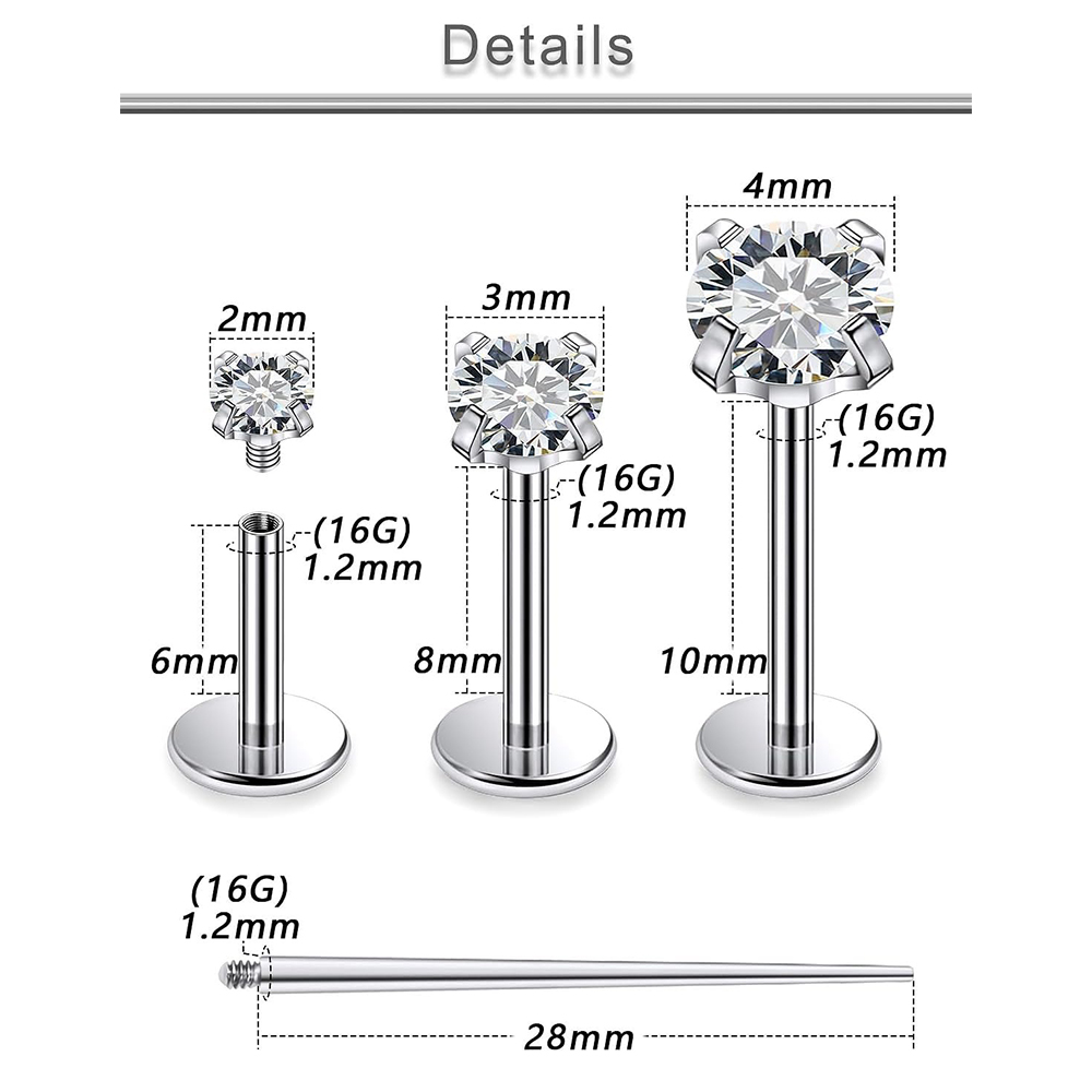 Set di 13 Piercing Labret in A - Flat Back Labret Stud recensione e prezzo